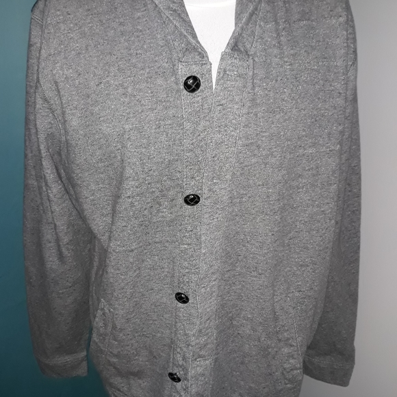 Tasso Elba shawl collar grey button cotton cardigan. Large - Picture 2 of 8